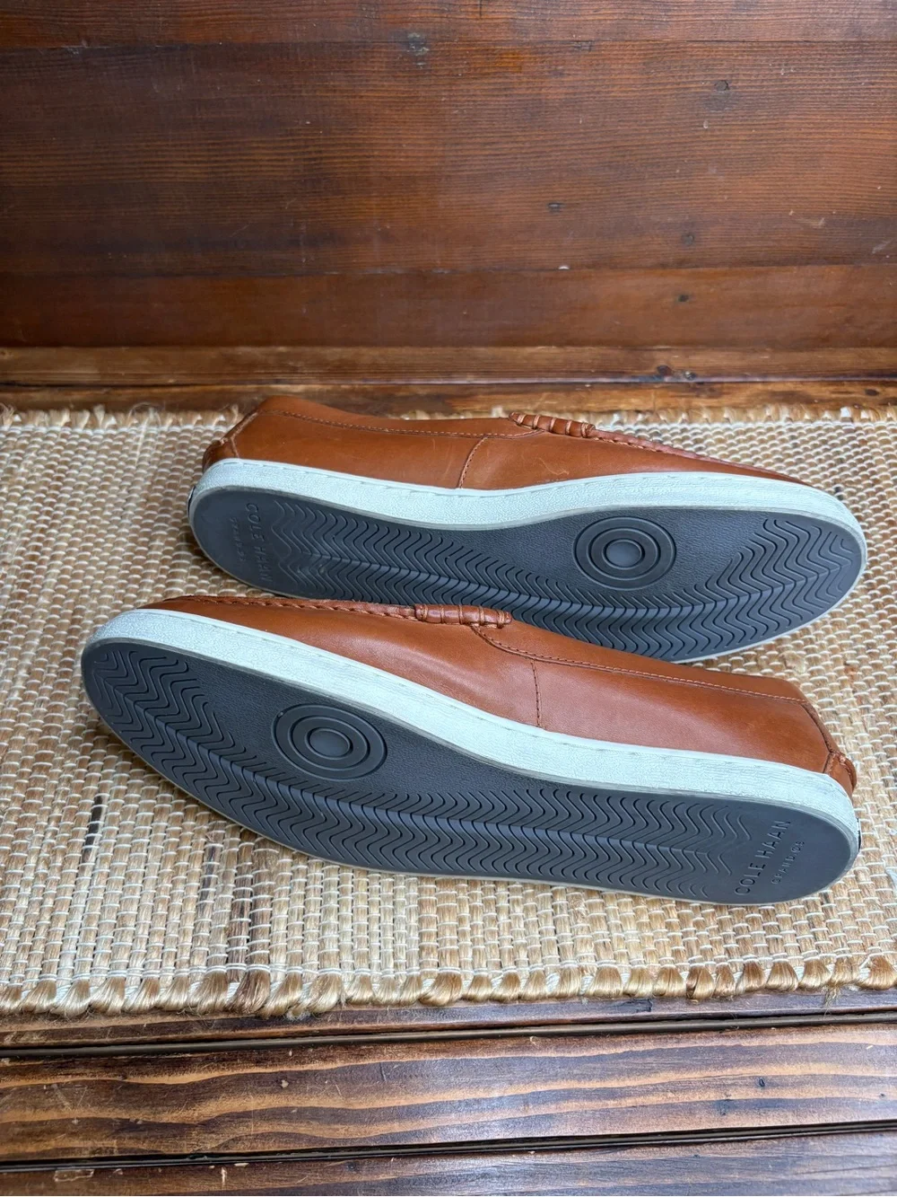 Cole Haan Men's Size 13M Cognac Brown Leather Loafers Rubber Sole Boat Shoes